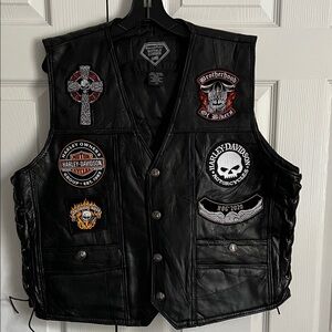 Brotherhood Black Leather Vest with Patches